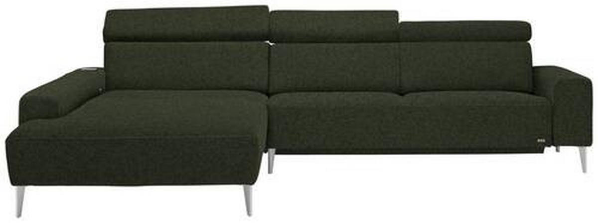ECKSOFA in Webstoff Grün  205/308 cm  - Alufarben/Grün, Design, Textil/Metall (205/308cm) - Sedda