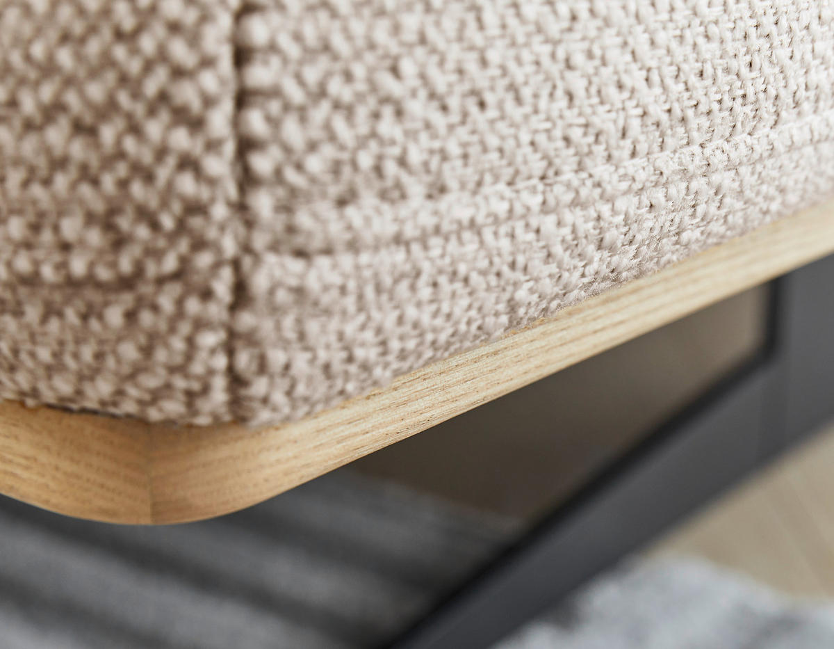 ECKSOFA in Struktur Sandfarben  - Sandfarben/Eichefarben, Design, Holz/Textil (305/163cm) - Novel
