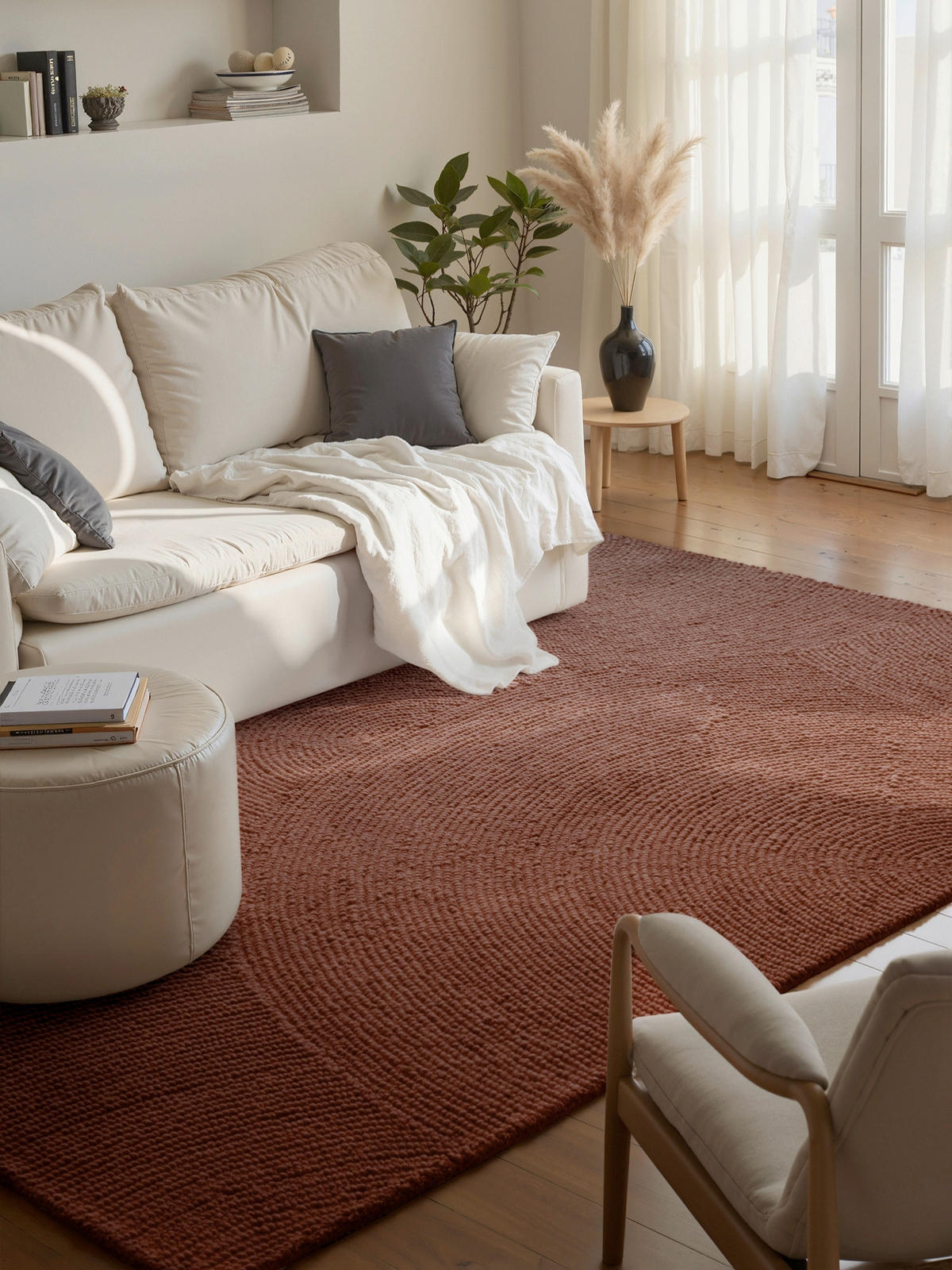 WOLLTEPPICH 80/150 cm Calmio Rotbraun rechteckig  - Rotbraun, Basics, Textil (80/150cm) - Hanse Home