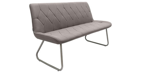 SITZBANK 155/87/65 cm Webstoff Grau, Edelstahlfarben - Edelstahlfarben/Grau, Design, Textil/Metall (155/87/65cm) - Novel
