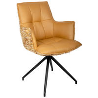 ARMLEHNSTUHL  in Eisen Jacquard, Mikrofaser  - Cognac/Schwarz, Design, Textil/Metall (59/89,5/63cm) - Novel