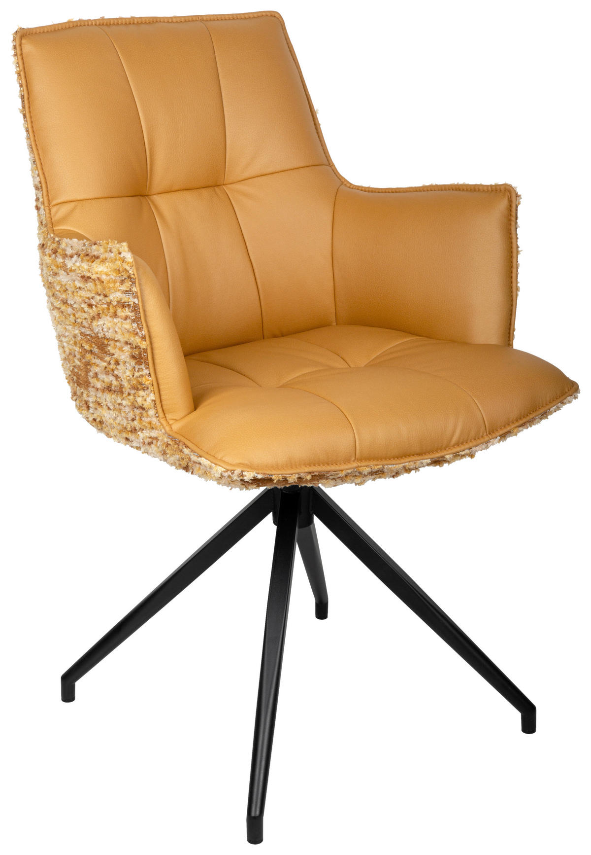 ARMLEHNSTUHL  in Eisen Jacquard, Mikrofaser  - Cognac/Schwarz, Design, Textil/Metall (59/89,5/63cm) - Novel