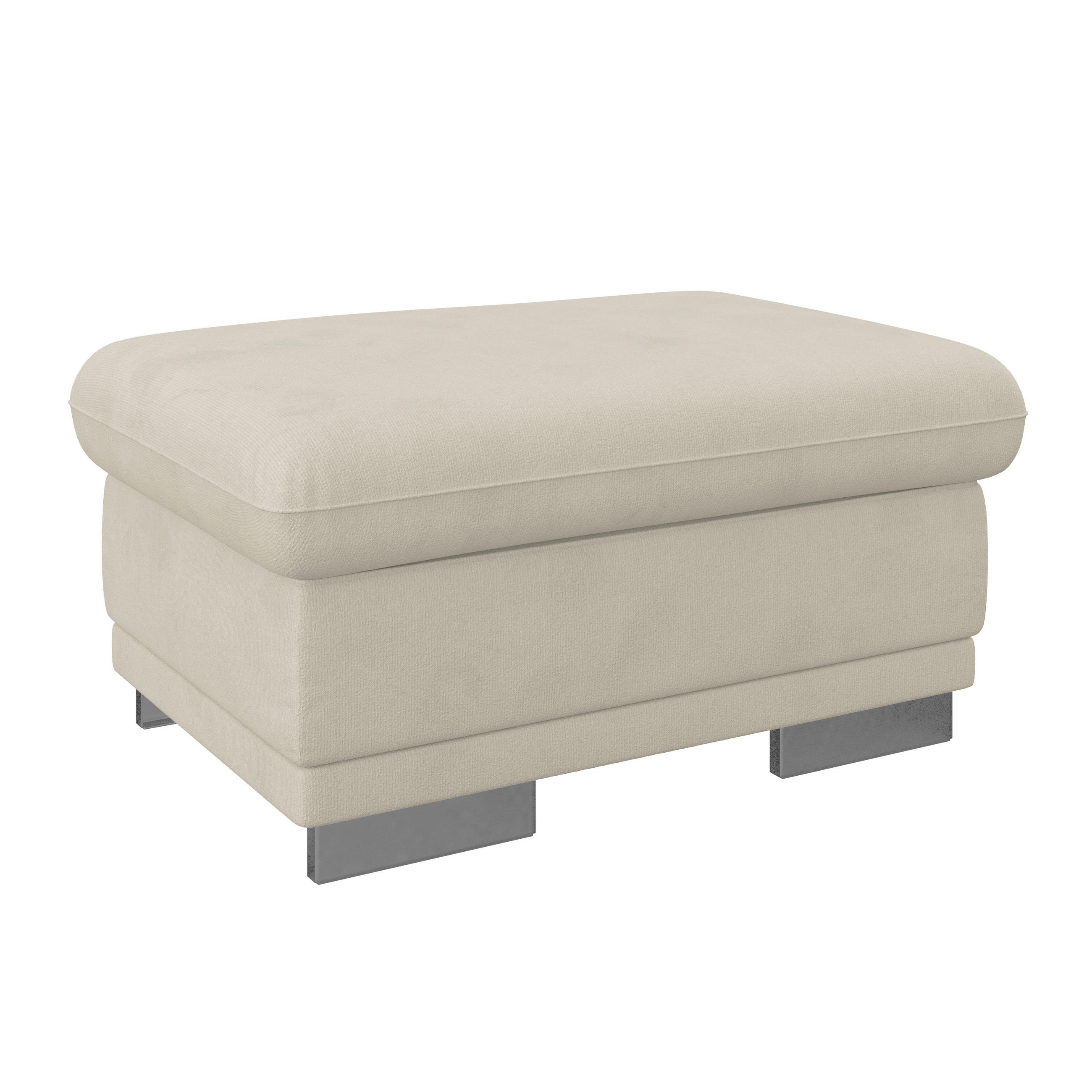 HOCKER Mikrofaser Platinfarben  - Platinfarben/Chromfarben, KONVENTIONELL, Textil/Metall (97/47/67cm) - MID.YOU