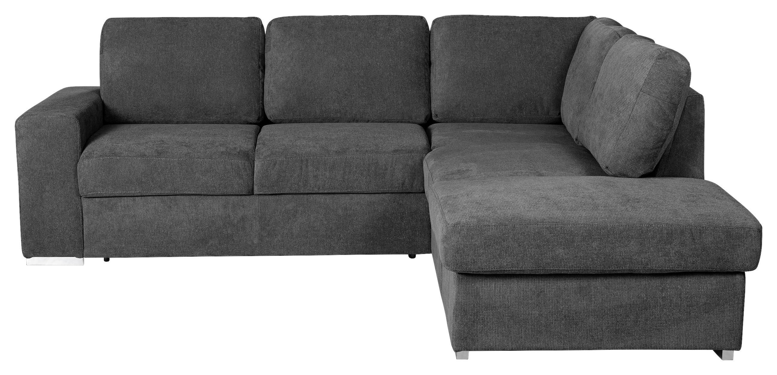 ECKSOFA in Mikrofaser Dunkelgrau  - Chromfarben/Dunkelgrau, Konventionell, Textil/Metall (248/213cm) - MID.YOU