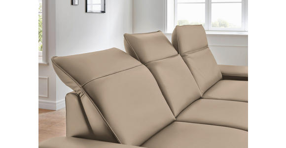 ECKSOFA Rivello in Echtleder Hellbraun Kopfteilverstellung  328/193 cm  - Hellbraun/Schwarz, Design, Leder/Metall (328/193cm) - Dieter Knoll