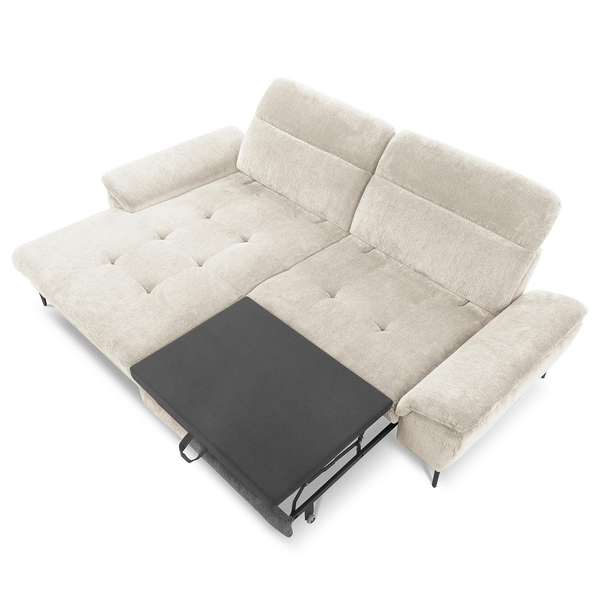 ECKSOFA  Webstoff Weiss  - Weiss/Schwarz, Design, Textil/Metall (195/268cm) - Livetastic