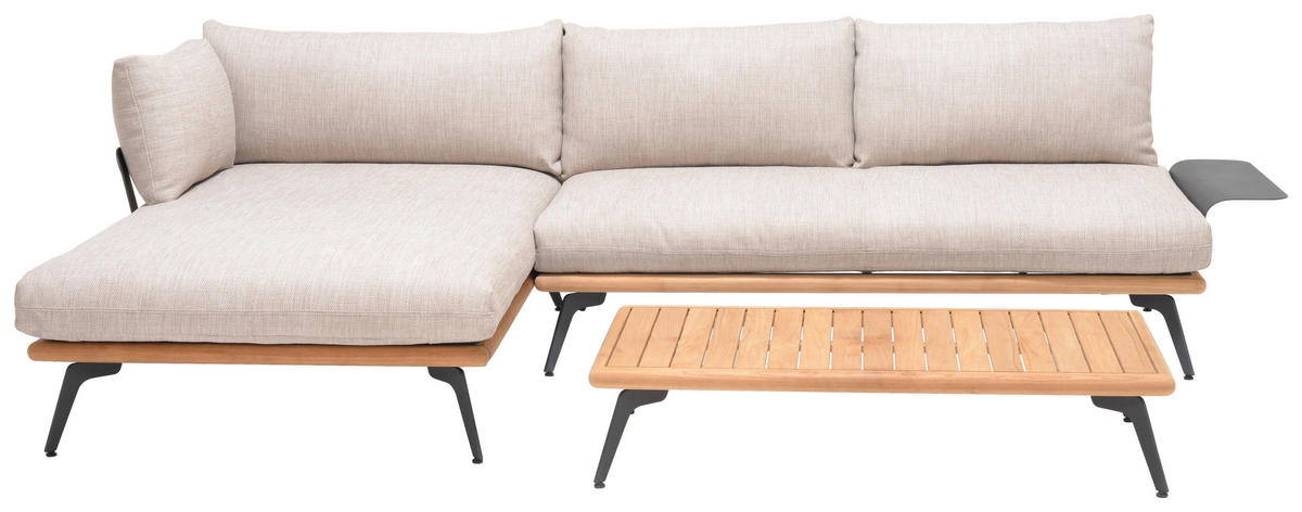 LOUNGEGARNITUR 150/280 cm Aluminium, Stahl  - Greige/Dunkelgrau, Design, Textil/Metall (150/280cm) - Amatio