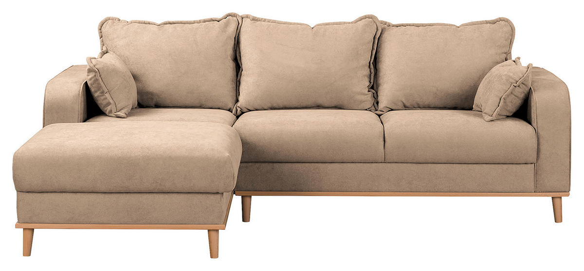 ECKSOFA in Mikrofaser Beige  - Wengefarben/Beige, Design, Holz/Textil (150/230cm) - Livetastic