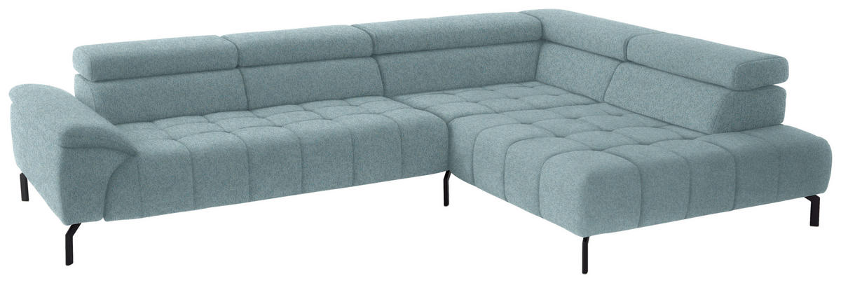 ECKSOFA in Chenille Hellblau  - Schwarz/Hellblau, Design, Textil/Metall (323/222cm) - Beldomo Style
