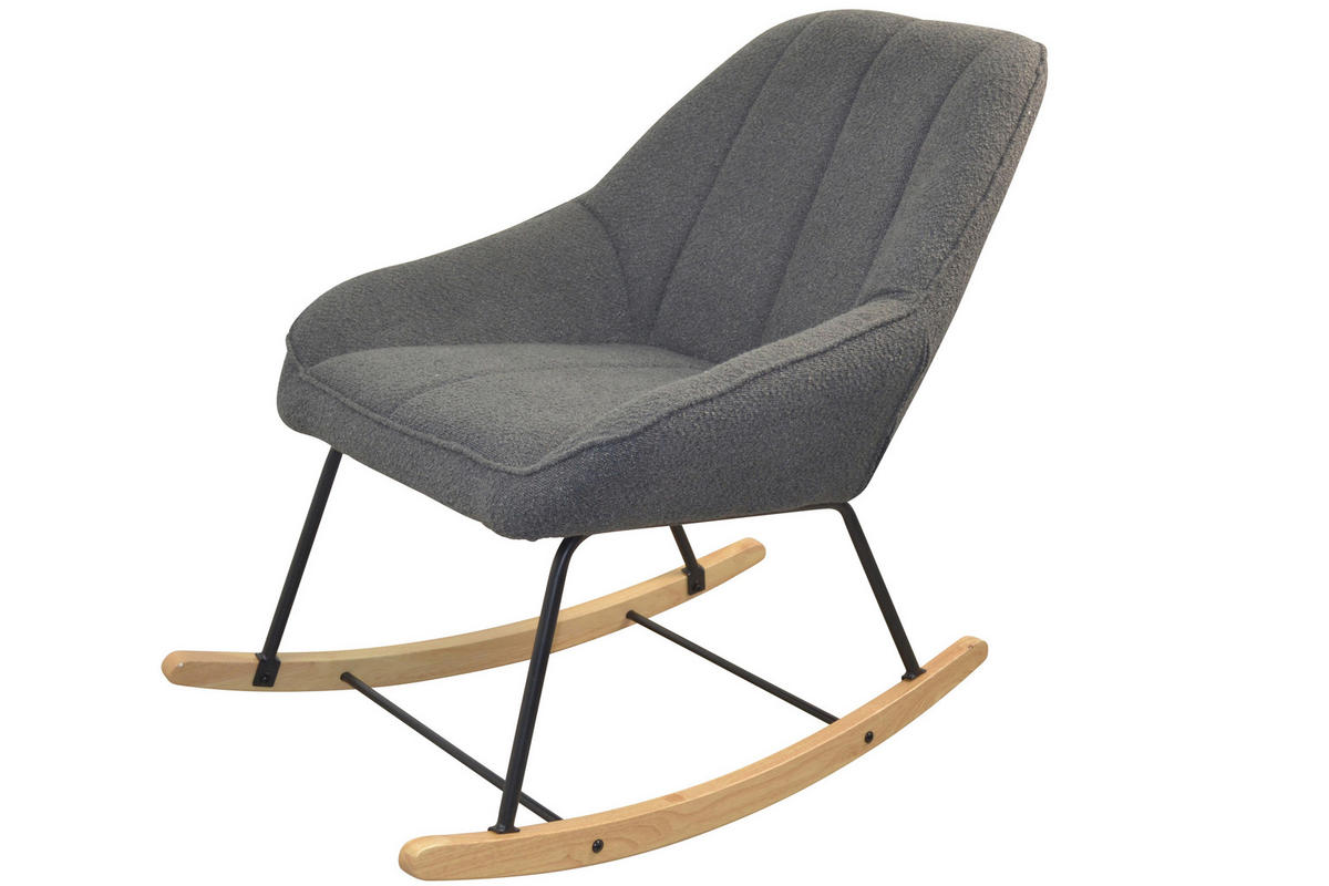 SESSEL Josi Teddystoff Dunkelgrau    - Dunkelgrau/Schwarz, Design, Holz/Textil (70/100/90cm) - MID.YOU