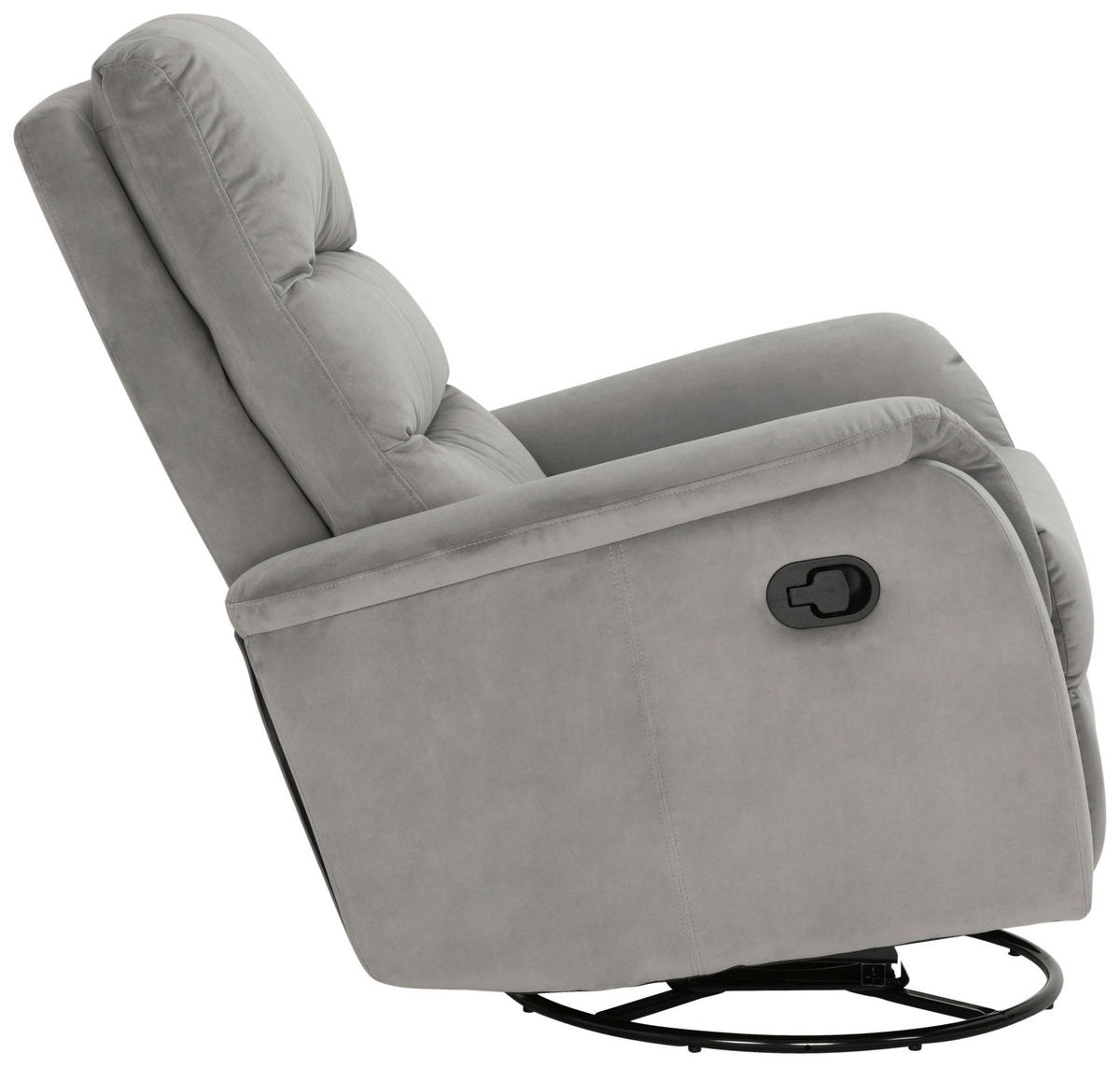 FERNSEHSESSEL  mit Samt Grau  - Schwarz/Grau, KONVENTIONELL, Textil/Metall (80/104-85/101-167cm) - MID.YOU