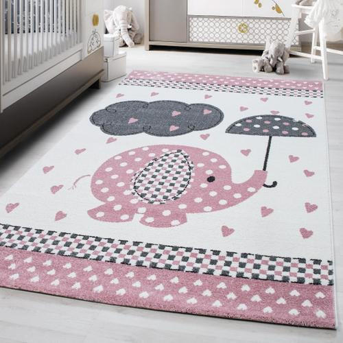 OTROŠKA PREPROGA Kids 570 120/170 cm tkano siva, bela, pink - pink/siva, Trend, tekstil (120/170cm) - Ben'n'jen