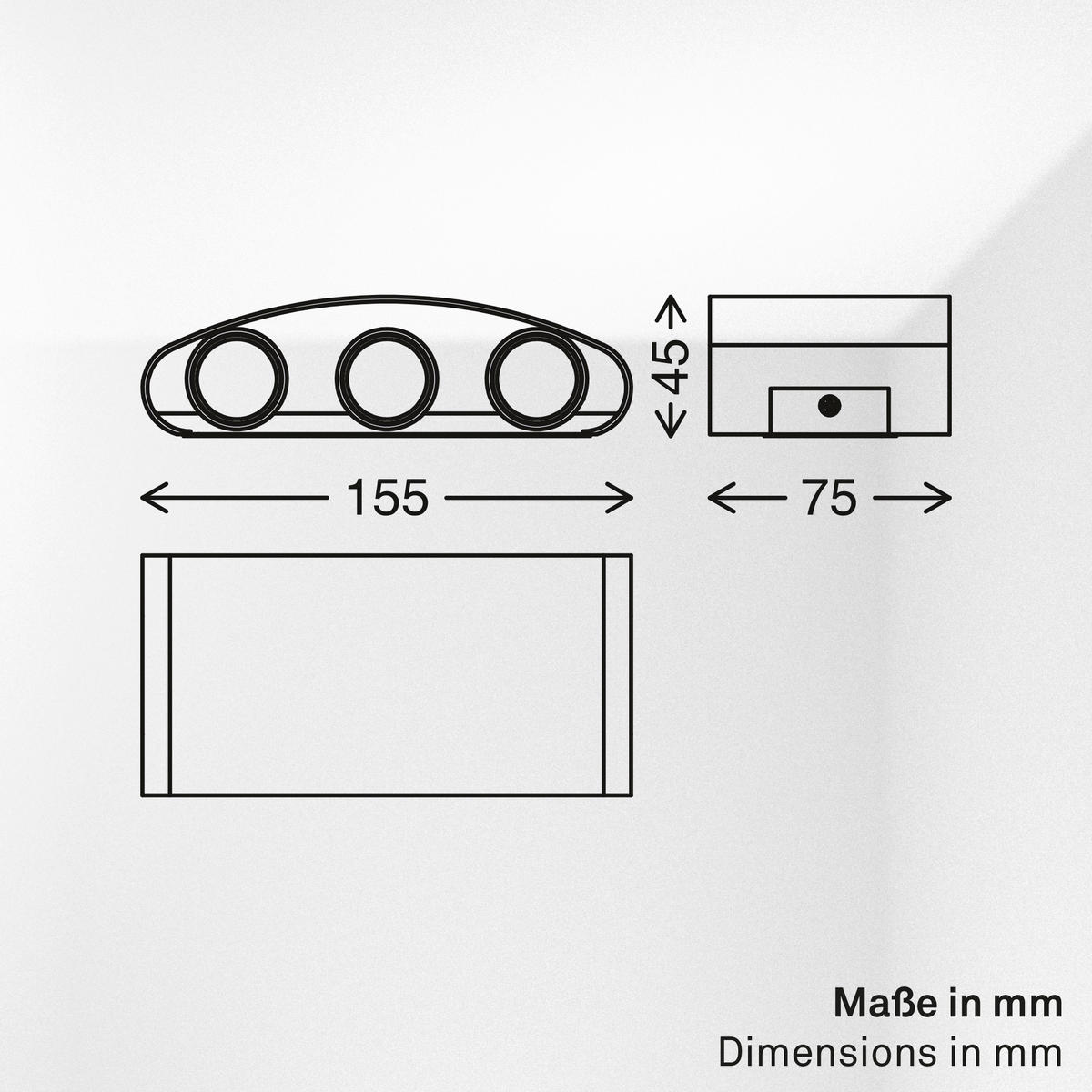 KÜLTÉRI FALILÁMPA - fekete, Basics, műanyag (15,5/7,5/4,5cm)