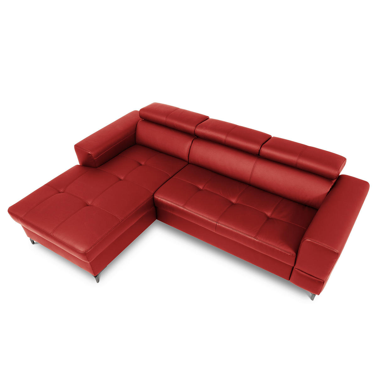 ECKSOFA  in Lederlook Echtleder Rot  - Rot/Schwarz, Design, Leder/Textil (173/247cm) - Livetastic