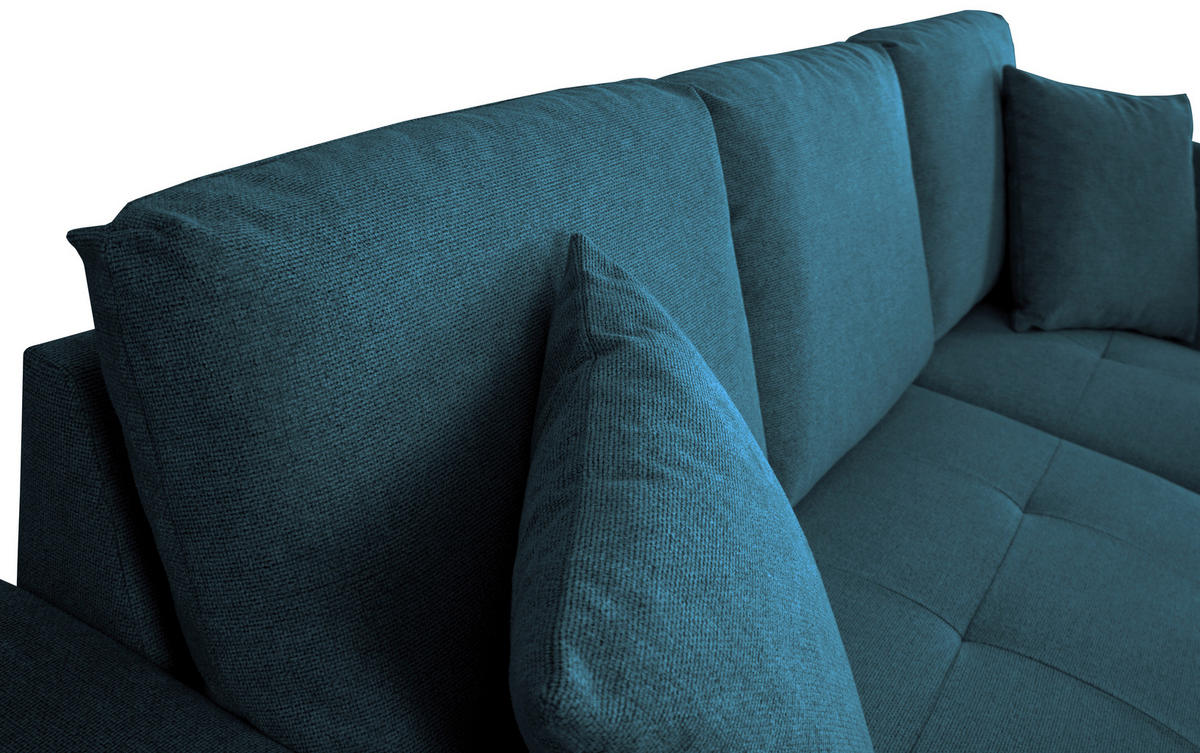 ECKSOFA LUKAS Blau Struktur Zierkissen, Bettkasten  - Blau, Trend, Textil (239/158cm) - P & B
