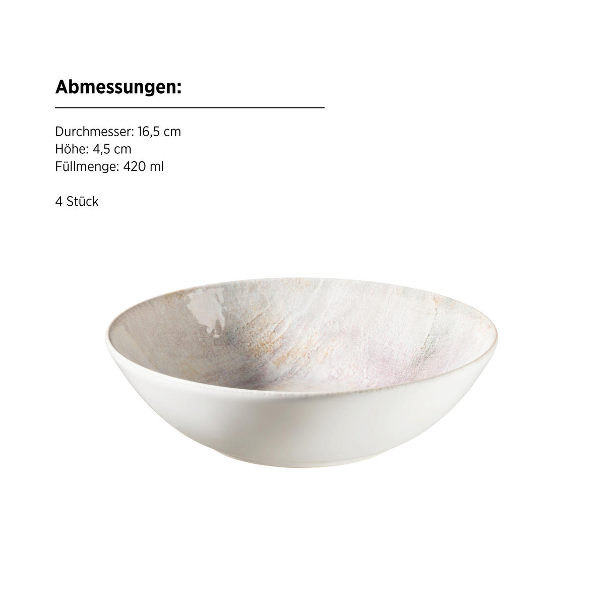 MÜSLISCHALENSET AQUARELLIA LILA  - Lila/Weiß, Basics, Keramik (16,5/4,5cm) - Mäser