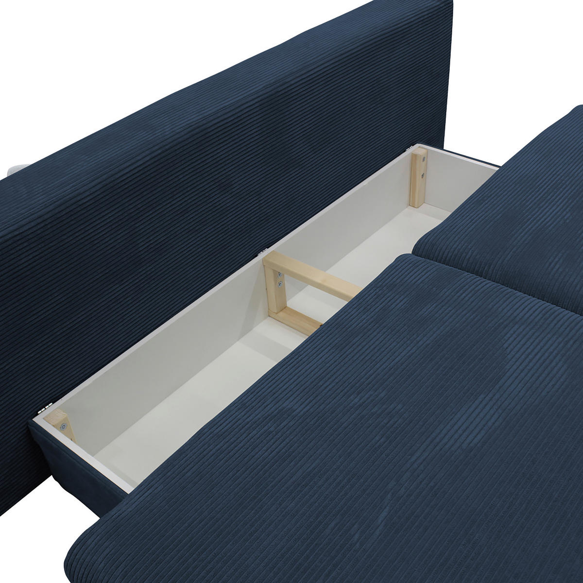 SCHLAFSOFA Cord Dunkelblau  - Schwarz/Dunkelblau, Design, Holz/Textil (202/85/99cm) - P & B