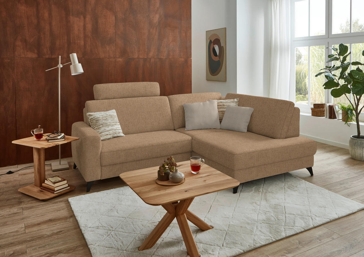 ECKSOFA  Chenille Altrosa  - Schwarz/Altrosa, Design, Textil/Metall (239/182cm) - Beldomo Comfort