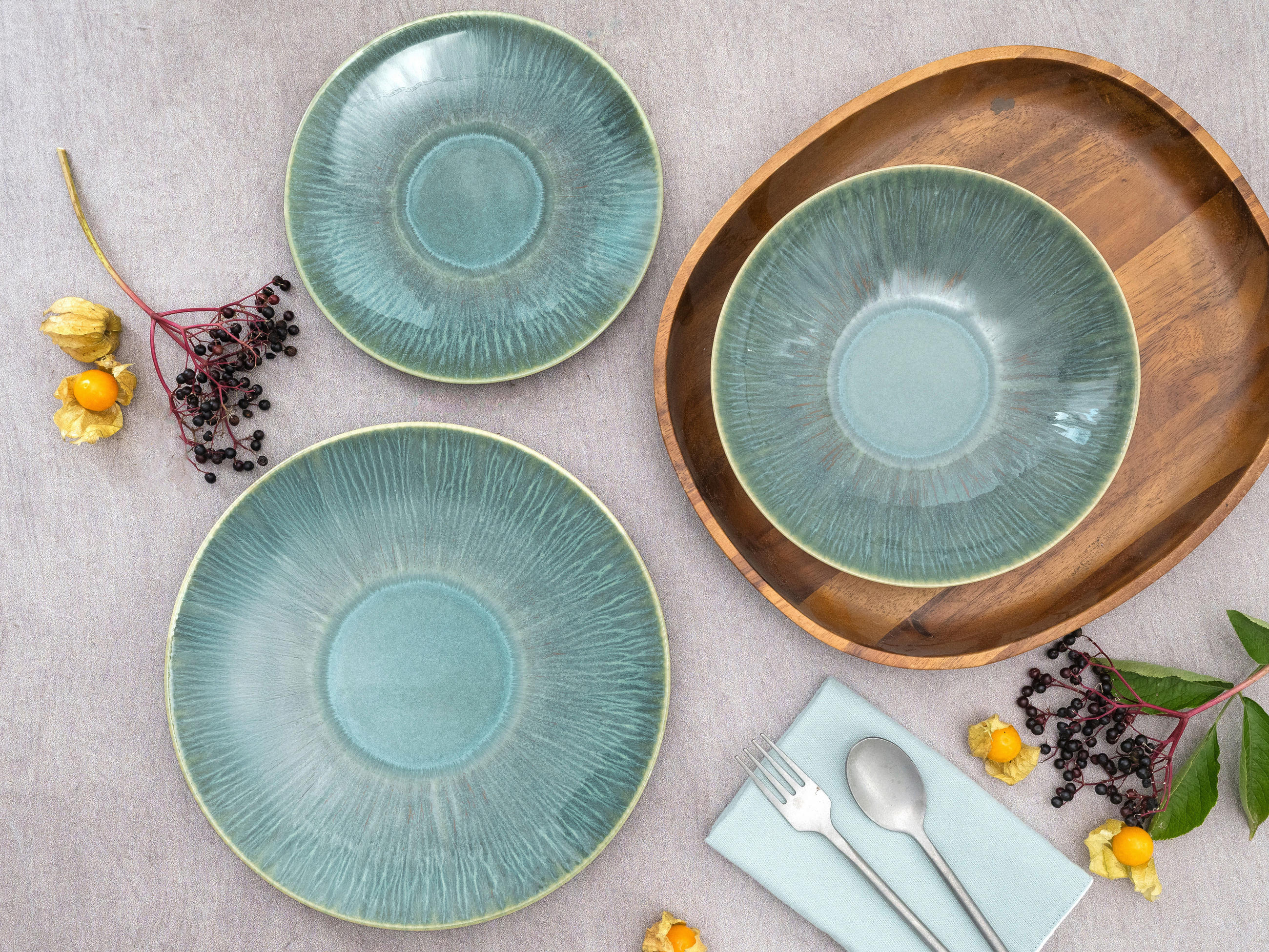TAFELSERVICE Grün Sea Breeze Green 12-teilig  - Grün, Basics, Keramik - Creatable