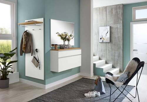 GARDEROBE 3-teilig in 210/190/31 cm - Eichefarben/Silberfarben, Design, Holz/Holzwerkstoff (210/190/31cm)