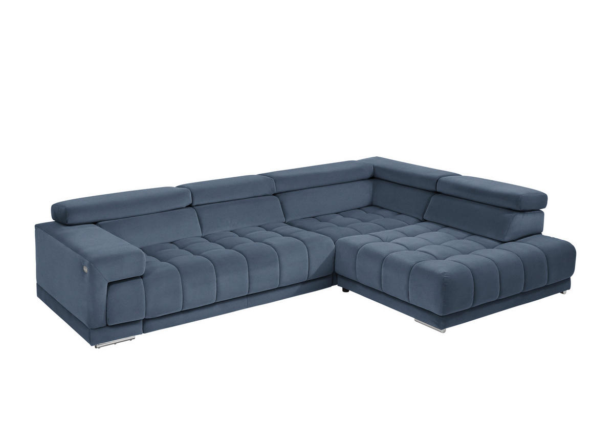ECKSOFA  in Mikrofaser Blau  326/222 cm  - Chromfarben/Blau, Design, Textil/Metall (326/222cm) - Beldomo Speed