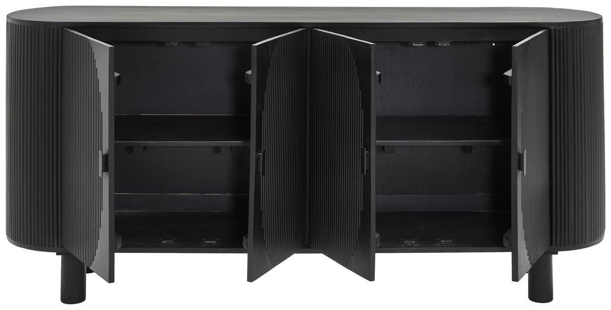 SIDEBOARD Schwarz  180/80/40 cm  - Schwarz, Trend, Holz/Metall (180/80/40cm) - Ambia Garden