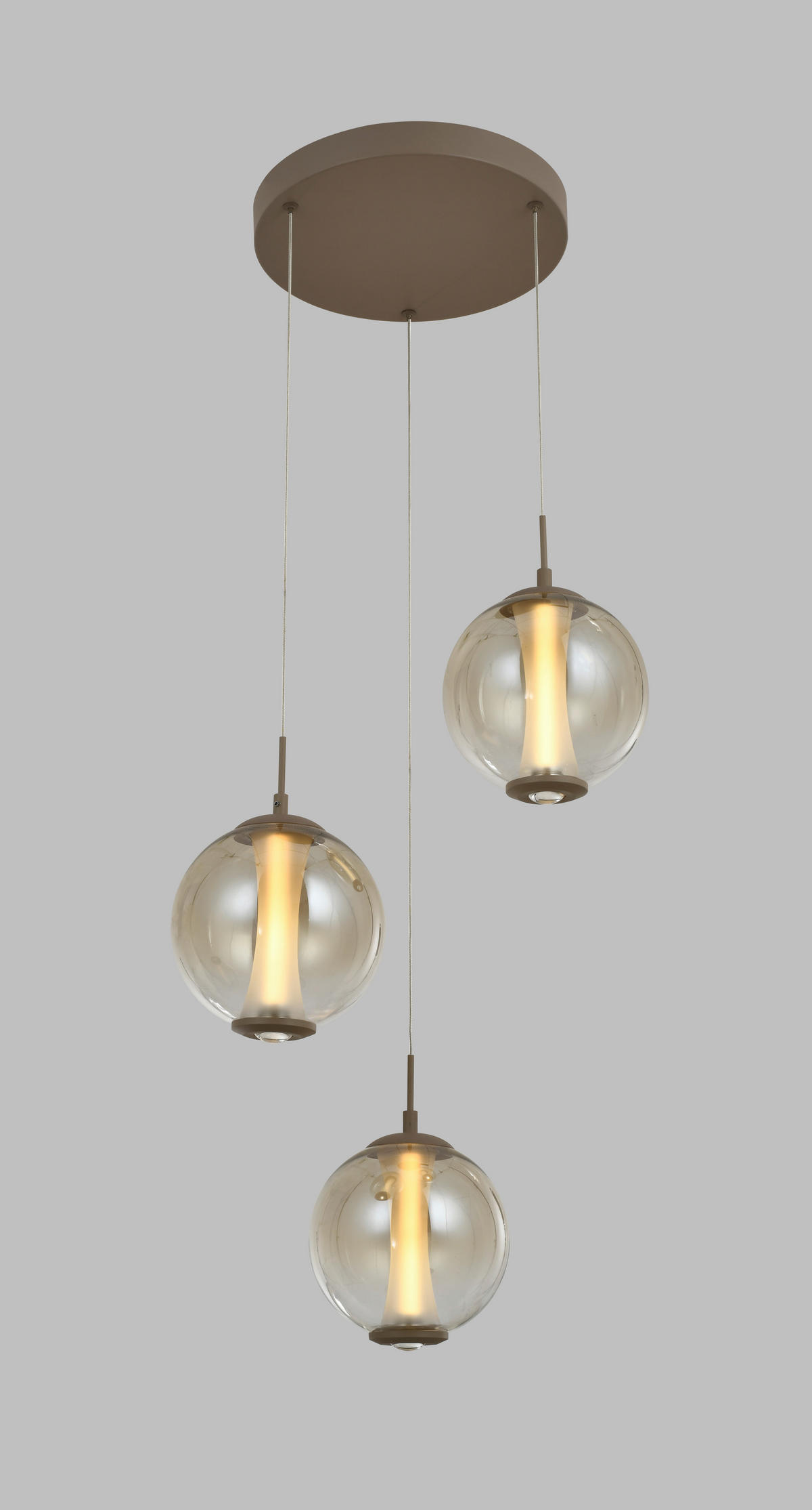 ZÁVĚSNÉ LED SVÍTIDLO,  - pískové barvy, Design, kov/sklo (44/150/44cm)