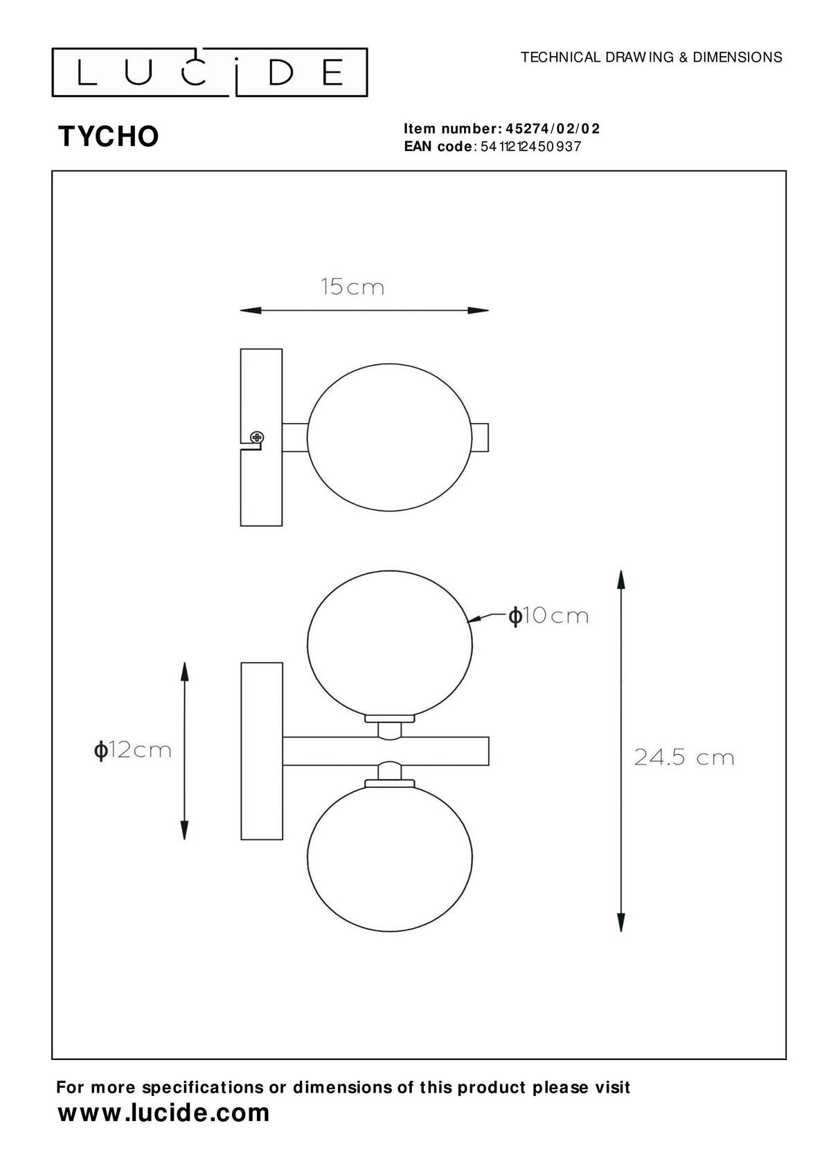 WANDLEUCHTE 12/15/24.5 cm   - Messingfarben, Design, Glas (12/15/24.5cm) - Lucide