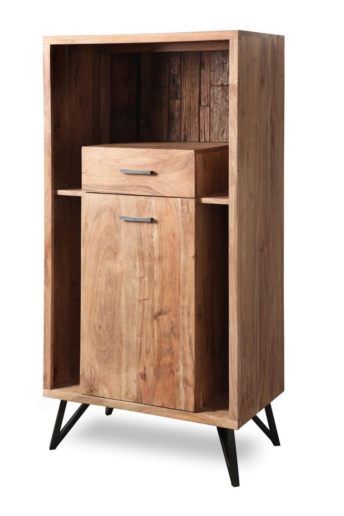 VYSOKÁ KOMODA, akácie, barvy akácie, 72/150/40 cm - černá/antracitová, Moderní, kov/dřevo (72/150/40cm) - Livetastic