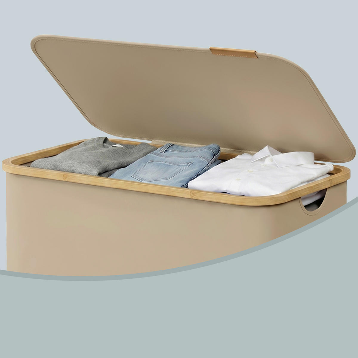 WÄSCHEKORB - Taupe, Trend, Textil/Metall (60/70,5/38,5cm) - Boxxx