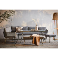 DINING-LOUNGESET 5-teilig  - Schwarz/Grau, MODERN, Glas/Kunststoff (190/65/252cm) - Ambia Garden