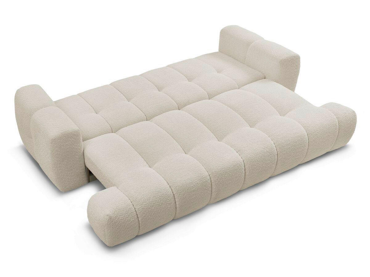 SCHLAFSOFA FUJI Bouclé Beige  inkl.  - Beige/Schwarz, MODERN, Kunststoff/Textil (251/113/88cm)