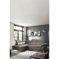 SEDACIA SÚPRAVA, koža, bahenná hnedá - bahenná hnedá/chrómová, kov/koža (197/252cm) - Celina Home