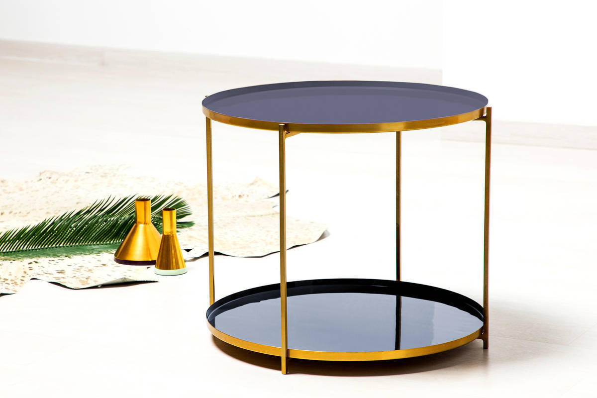 BEISTELLTISCH in Metall 50/50/40 cm  - Goldfarben/Dunkelblau, Basics, Metall (50/50/40cm) - Kayoom