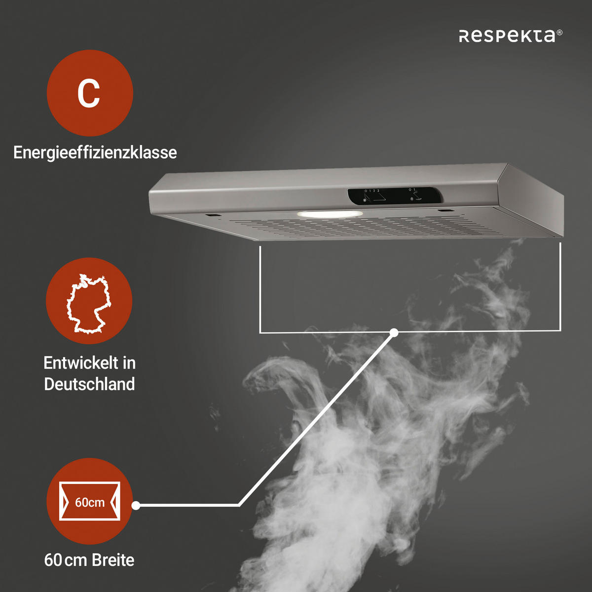 FLÄKTKÅPA DH640IXL  - stålfärgad, Trend, metall (60/7,6/47cm) - Respekta