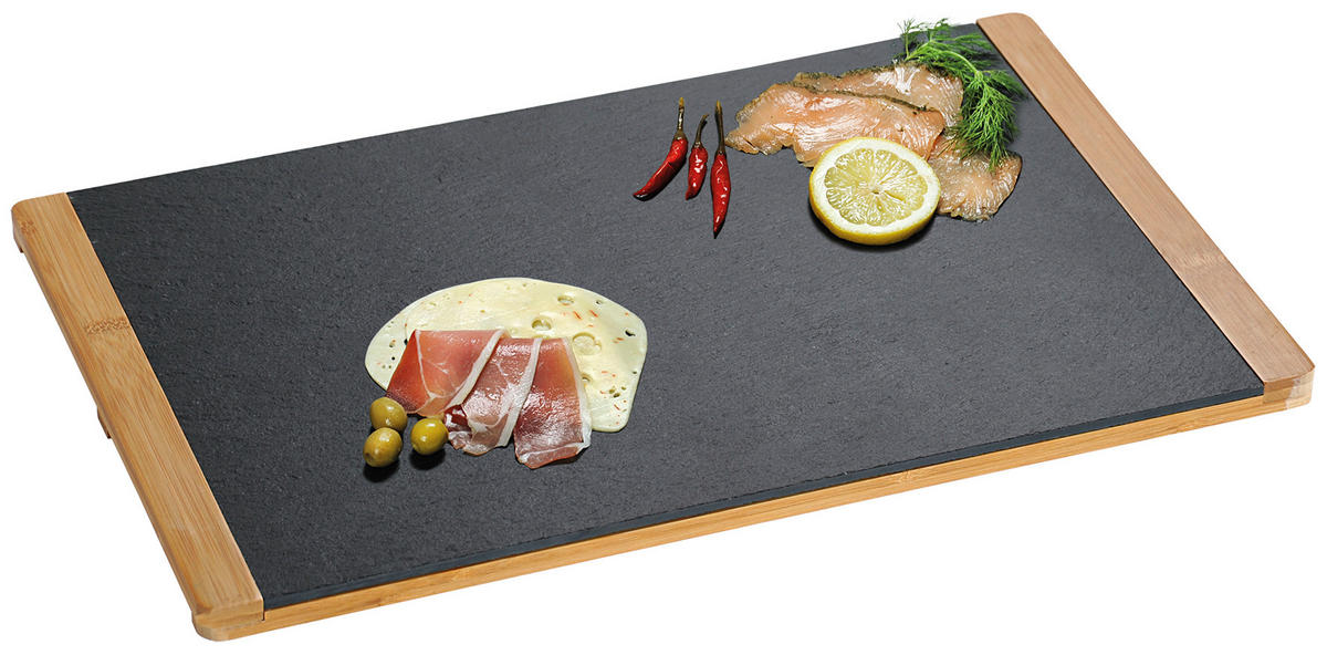 SERVÍROVACÍ PODNOS, dřevo, kámen, 45/30/1,50 cm - černá, Basics, dřevo/kámen (45/30/1,50cm) - Homeware Profession.