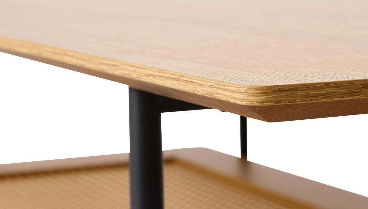 COUCHTISCH 110/55/40 cm rechteckig Schwarz, Eichefarben  - Eichefarben/Schwarz, Basics, Holzwerkstoff/Metall (110/55/40cm) - Boxxx