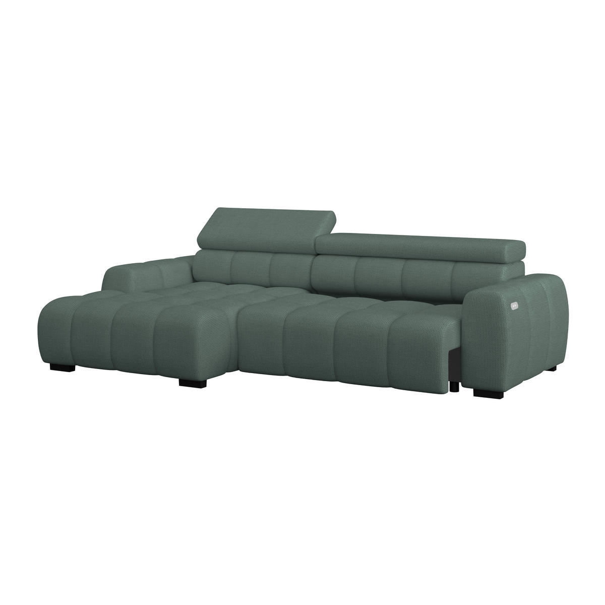 ECKSOFA Grün Webstoff  - Schwarz/Grün, Trend, Kunststoff/Textil (168/285cm) - Livetastic