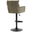 BARHOCKER Cord Olivgrün Eisen Stoffauswahl, Sitzfläche 360° drehbar, inklusive Armlehnen  - Schwarz/Olivgrün, Design, Textil/Metall (54/101-122/58cm) - Novel