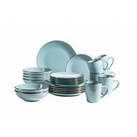 KOMBISERVICE Metallic Rim 24-teilig  - Blau, Basics, Keramik (43/32,5/32cm) - Mäser