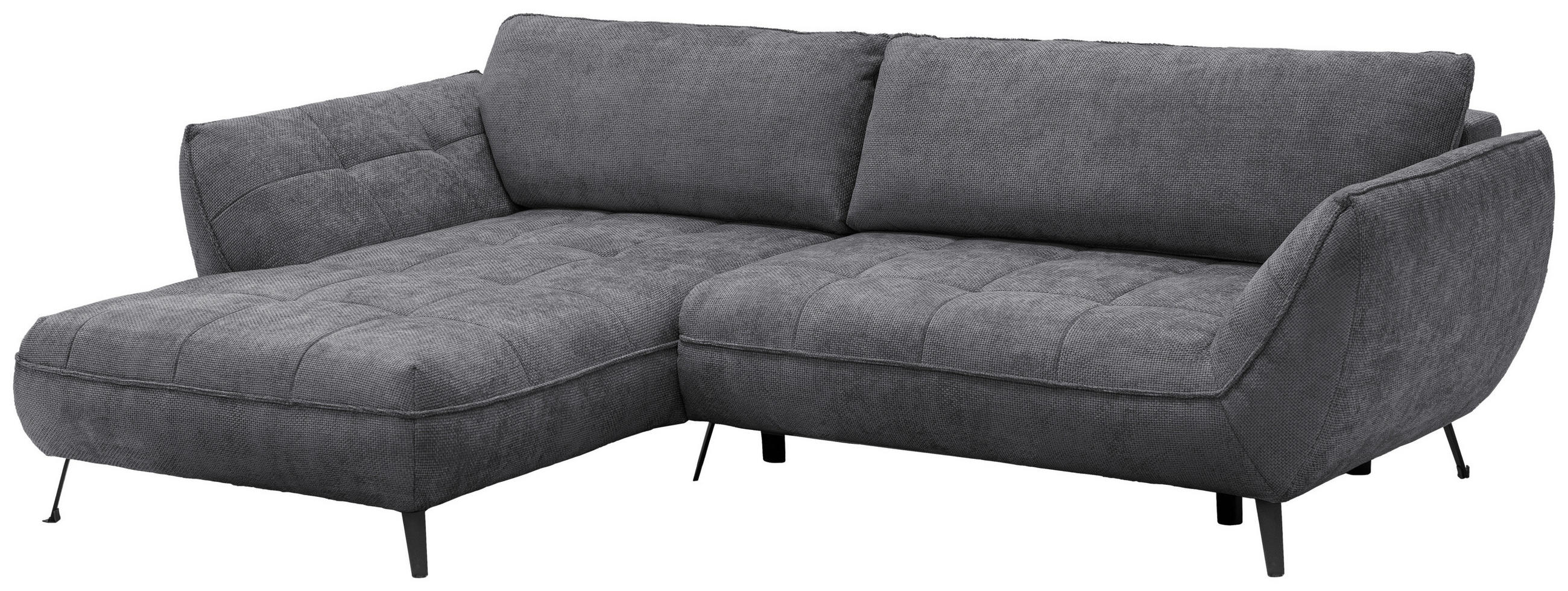 ECKSOFA in Struktur Anthrazit  - Anthrazit/Schwarz, Design, Textil/Metall (187/282cm) - Livetastic