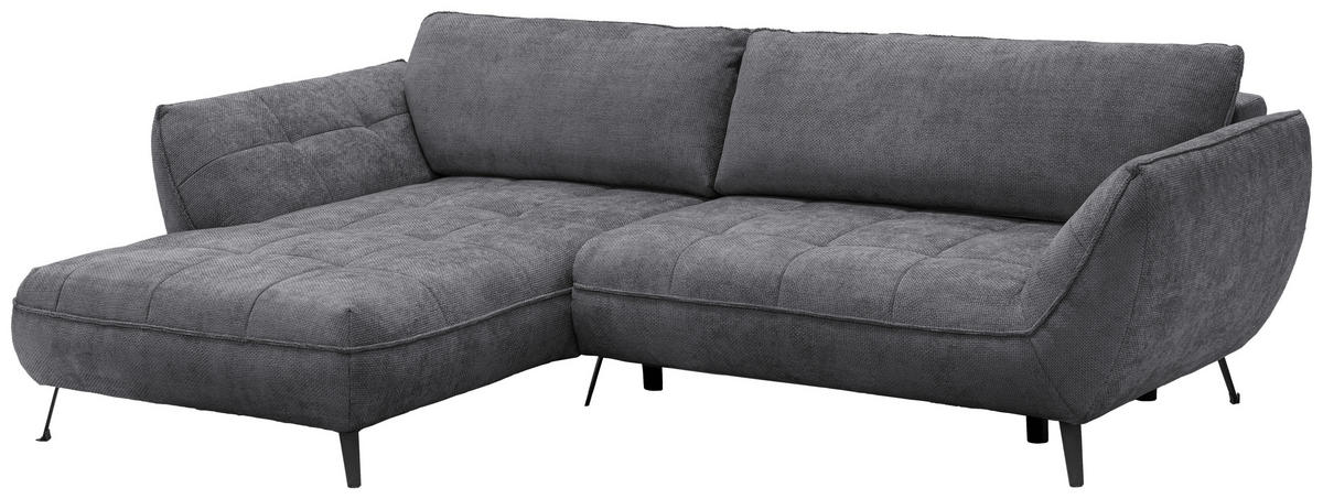 ECKSOFA in Struktur Anthrazit  187/282 cm  - Anthrazit/Schwarz, Design, Textil/Metall (187/282cm) - Livetastic