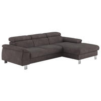 ECKSOFA Anthrazit Flachgewebe  - Chromfarben/Anthrazit, Design, Textil/Metall (244/166cm) - Livetastic