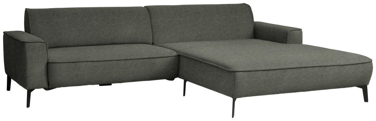 ECKSOFA in Flachgewebe Dunkelgrün  - Dunkelgrün/Schwarz, Design, Textil/Metall (285/190cm) - Johann Jakob