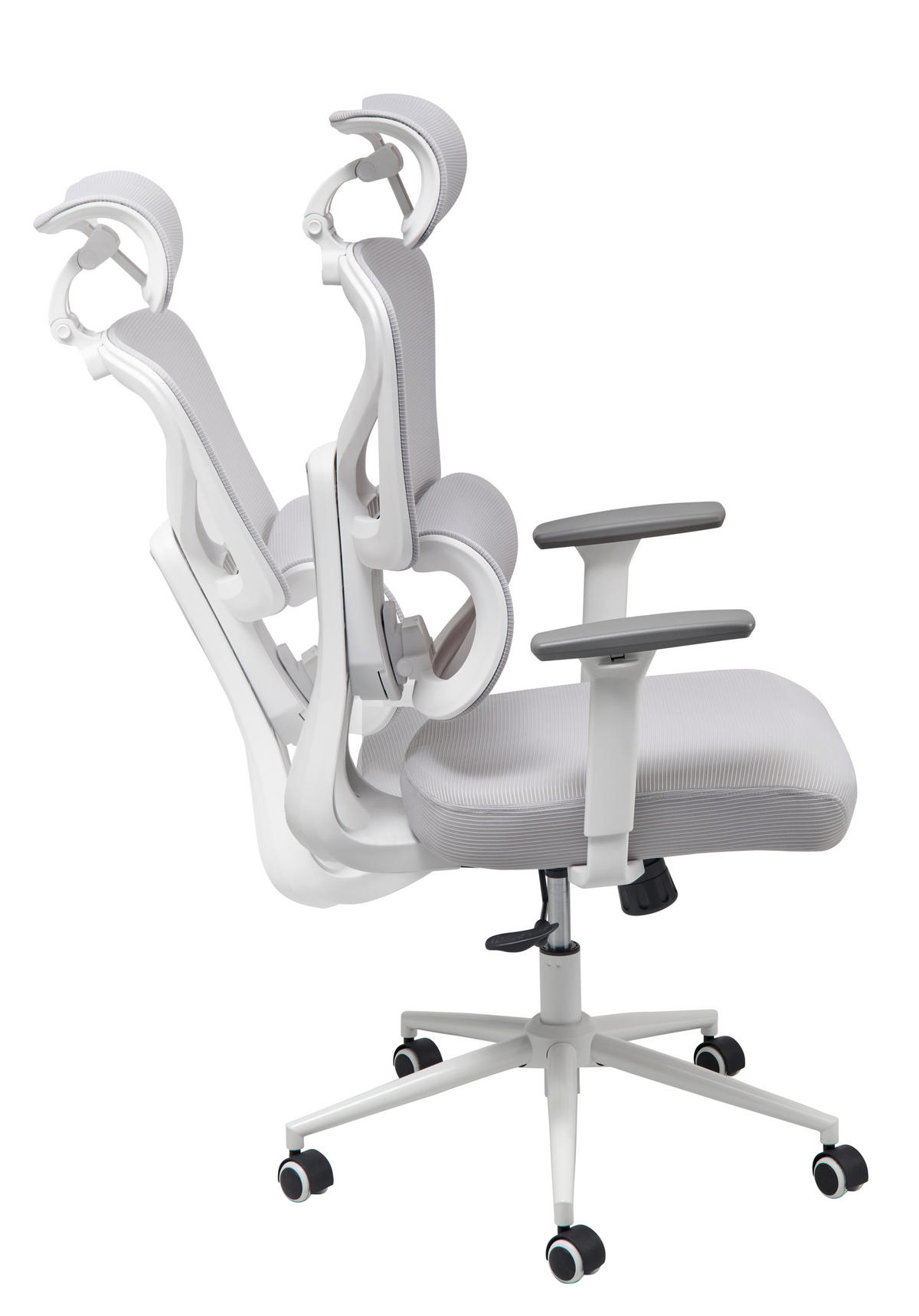 OTOČNÁ ŽIDLE, síťovina, šedá - bílá/šedá, Lifestyle, kov/dřevo (66/125-133/61cm) - MID.YOU