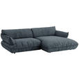 ECKSOFA  in Flachgewebe Blau  264/185 cm  - Blau/Schwarz, Design, Kunststoff/Textil (264/185cm) - Belluti