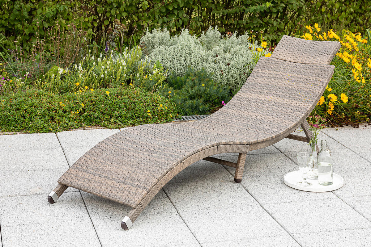 GARTENLIEGE 172/62/54 cm  - Naturfarben/Grau, MODERN, Kunststoff/Metall (172/62/54cm) - Gardenson