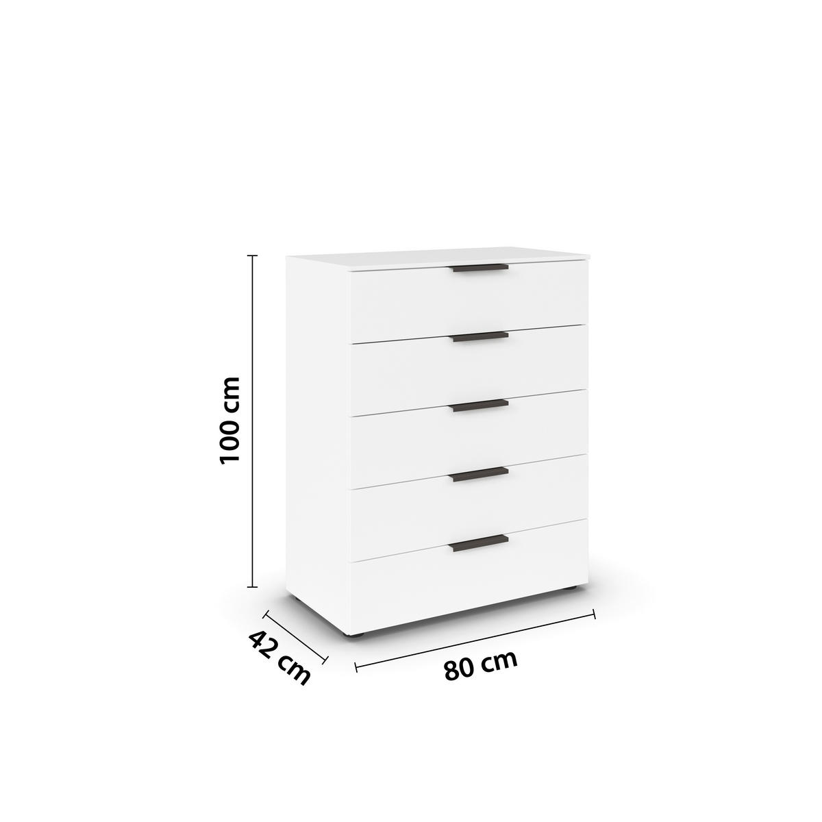 KOMMODE 80/100/42 cm  in Graphitfarben, Weiss  - Weiss/Graphitfarben, Modern, Holzwerkstoff/Kunststoff (80/100/42cm) - Rauch Möbel