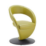 STUHL  Lederauswahl, Stoffauswahl, Typenauswahl, Sitzfläche 360° drehbar  Echtleder  - Schwarz/Olivgrün, Design, Leder/Metall (62/86/61cm) - Moderano