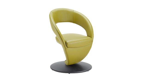 STUHL  Lederauswahl, Stoffauswahl, Typenauswahl, Sitzfläche 360° drehbar  Echtleder  - Schwarz/Olivgrün, Design, Leder/Metall (62/86/61cm) - Moderano